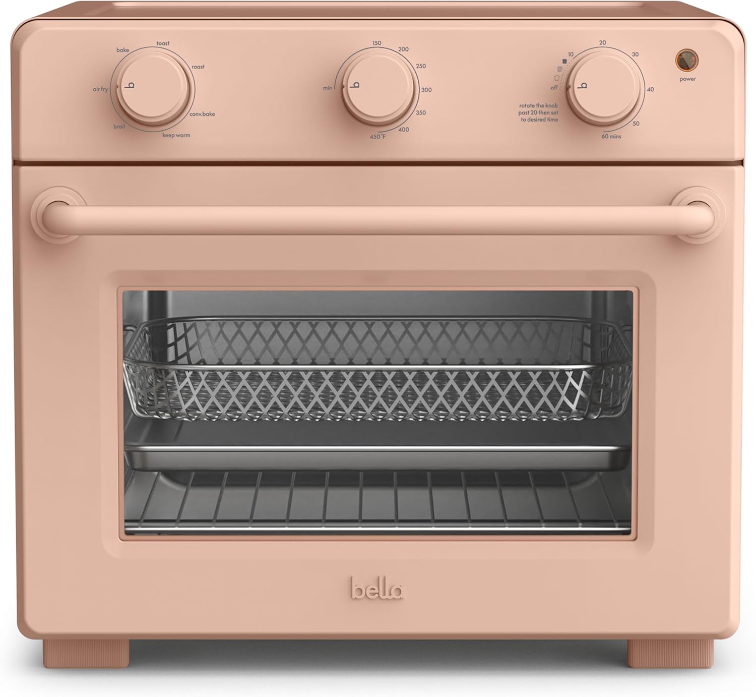 bella Air Fry Toaster Oven, 7 Preset Cooking Options, Dishwasher-Safe EverGood Coated Trays Included, 60-Minute Auto Shutoff w Audible Timer, Power Indicator Light, 1700 Watt, Plum