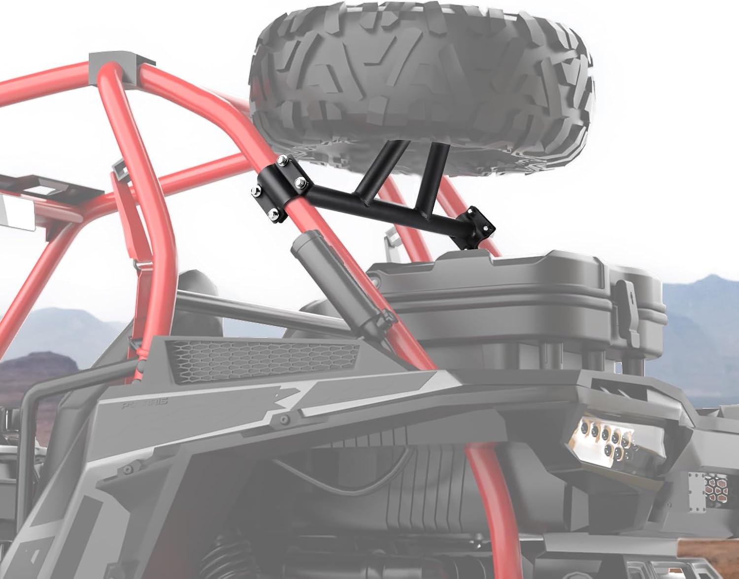 KEMIMOTO UTV Spare Tire Carrier Mount Compatible with RZR XP 1000, Heavy Duty Steel Black Coated UTV Spare Tire Holder Compatible with 2014-2023 Polaris RZR XP 1000 / XP4 1000 (UP TO 30