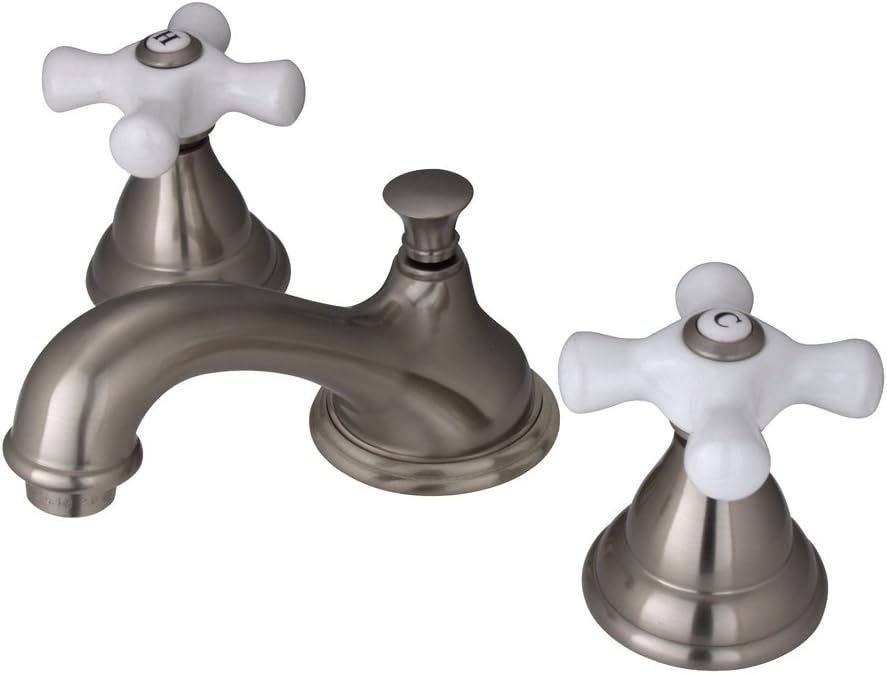Kingston Brass Nuvo ES5568PX Elements of Design Royale 2-Handle 8' to 16' Widespread Lavatory Faucet with Brass Pop-Up, 4-3/4', Brushed Nickel