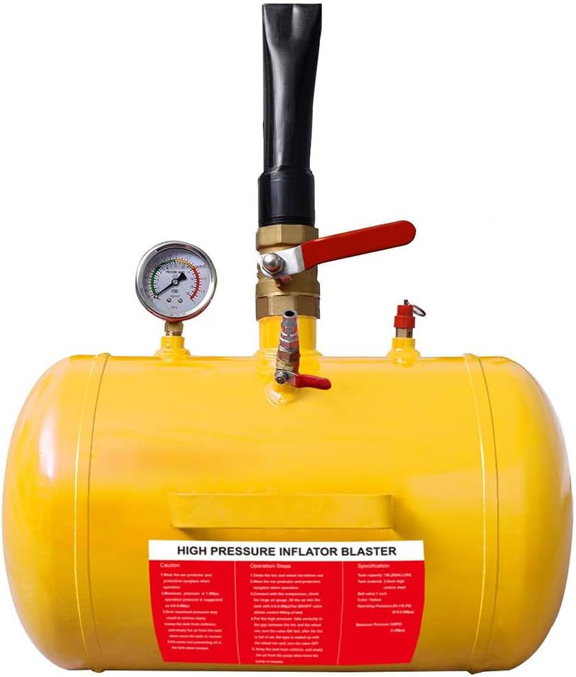 10 Gallon 145PSI Air Tire Bead Seater Blaster Tool Seating Tire Inflator Car Truck Tractor Seating Tool with Pressure Gauge & Handle for Tires Up to 24.5 inches Air Bead Blaster Inflator Tool