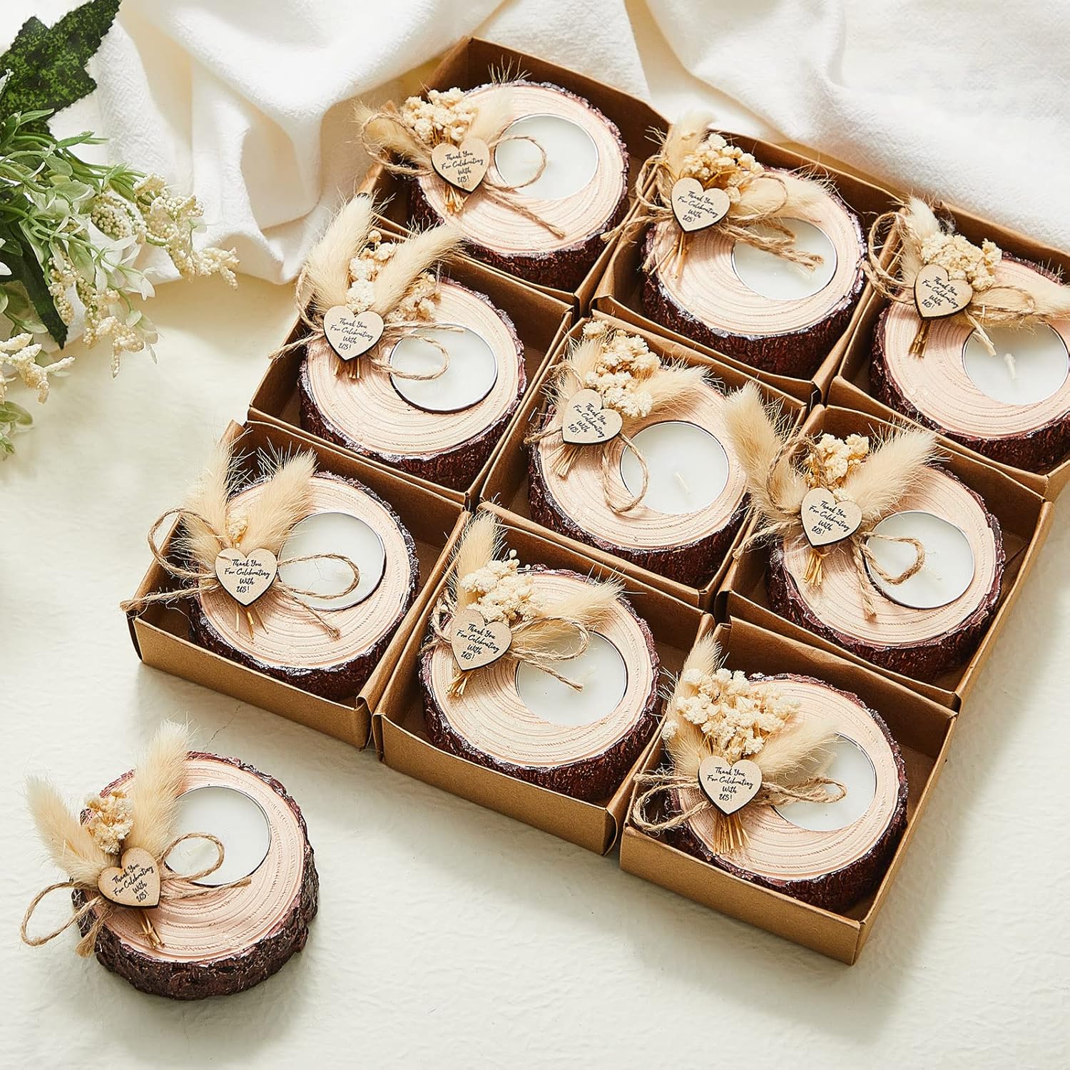 50 Pcs Wedding Favor Candle Holders Bridal Shower Favors Candles Rustic Wedding Favors Wedding Souvenirs for Guest Gifts Wedding Party Favors Wedding Decorations