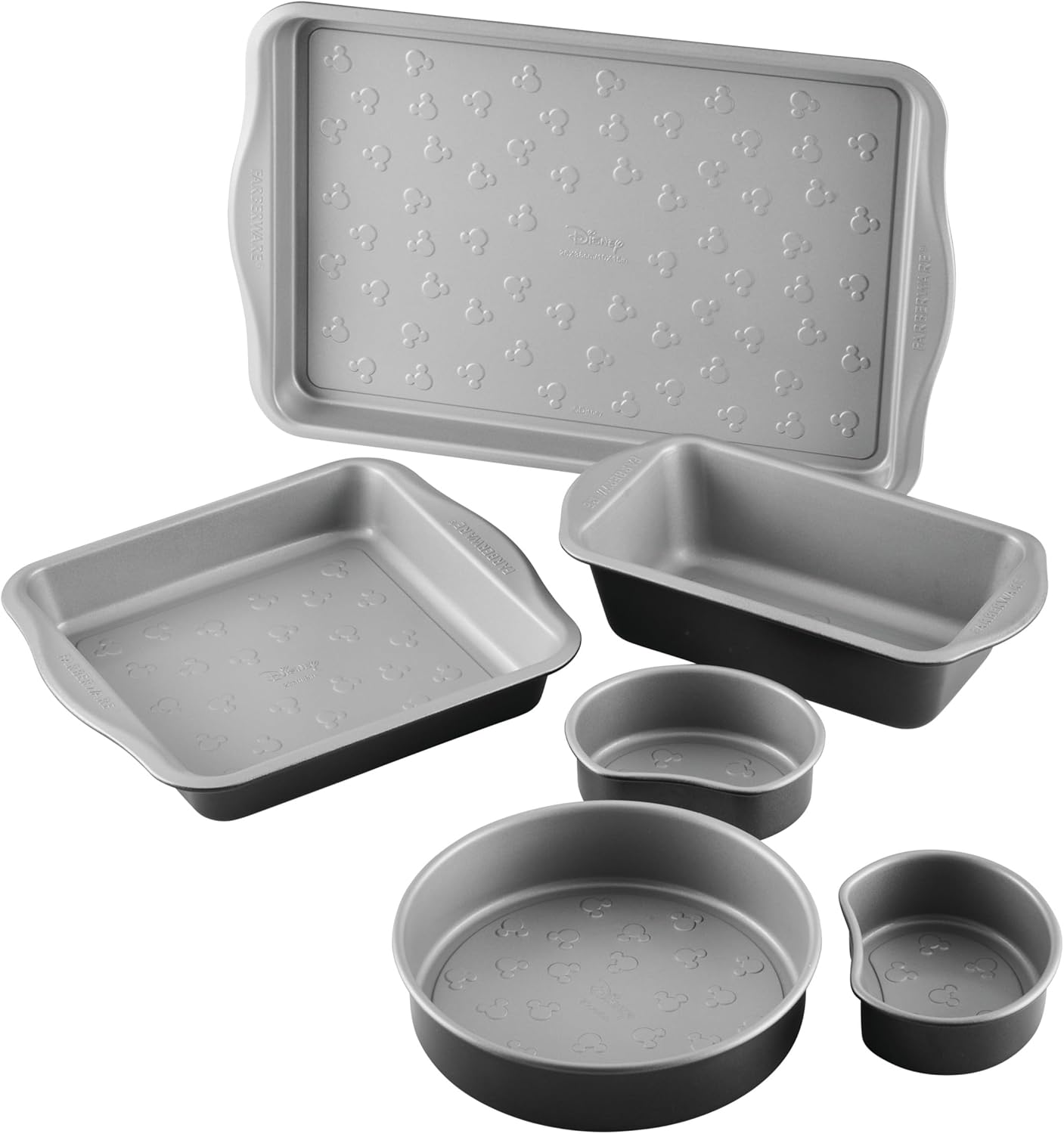 Farberware Disney Bake with Mickey Mouse Nonstick Bakeware Set/Baking Pans with Disney Home Oven Mitts, Cookie Pans, Muffin/Cupcake and Loaf Pan, 6 Piece - Black