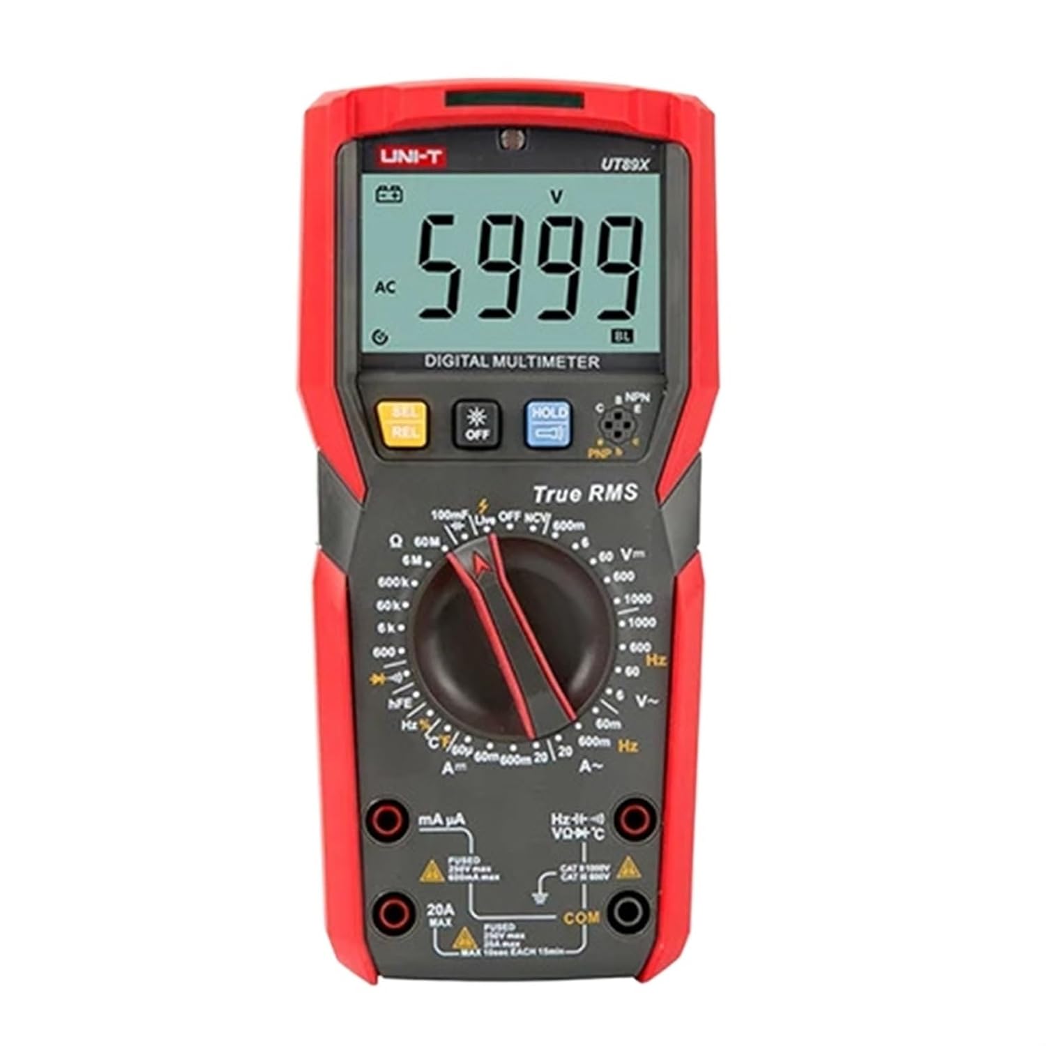 1PCS UT89X UT89XD Professional Digital Multimeter True RMS NCV 20A Current AC Voltmeter Capacitance Resistance Tester(UT89XD)
