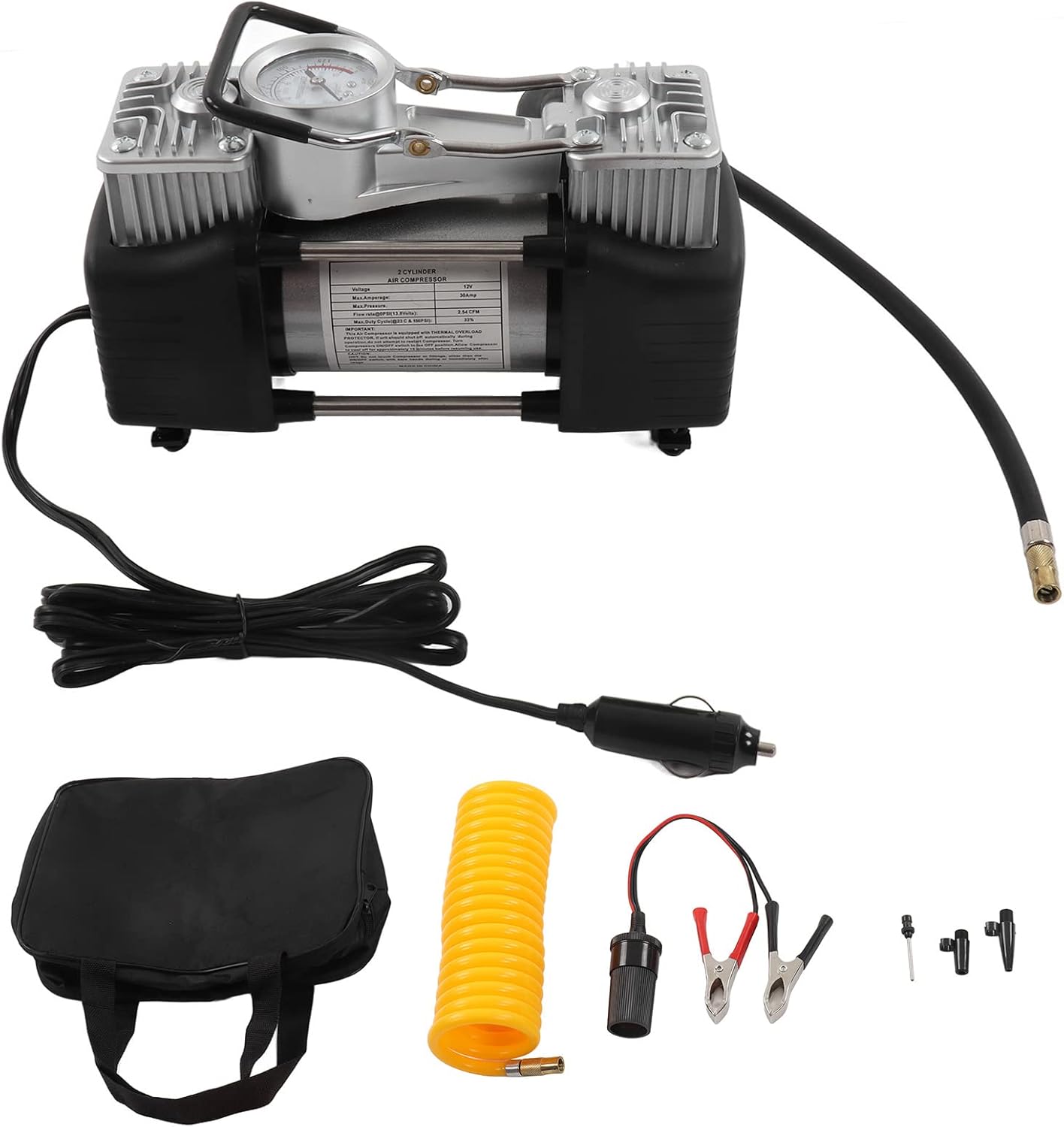 Portable Tire Inflator, 150PSI 180W Air Compressor Double Cylinder rapid air Low Noise for Auto SUV Truck Bike