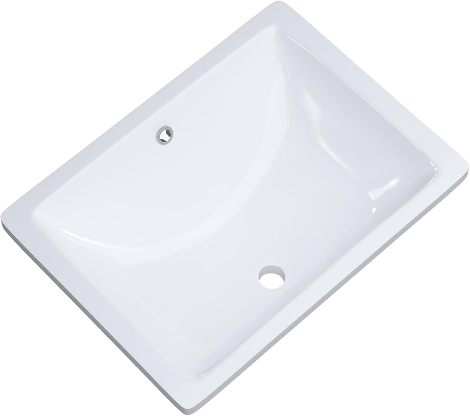 Dowell Undermount Rectangular White Ceramic Lavatory Sink, Bathroom Lavatory Vanity Sink Basin with Overflow (6003 2115W)