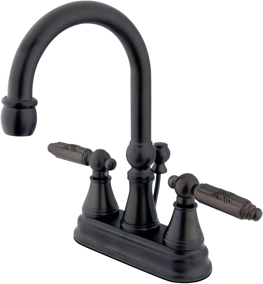 Kingston Brass KS2615GL Georgian 4-Inch Centerset Lavatory Faucet with Brass Pop-Up, Oil Rubbed Bronze