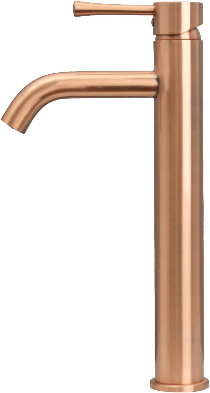Akicon Copper Single Hole Bathroom Vessel Faucet Basin Mixer Tap Solid Brass Lavatroy Tall Body Hot and Cold Water Faucet