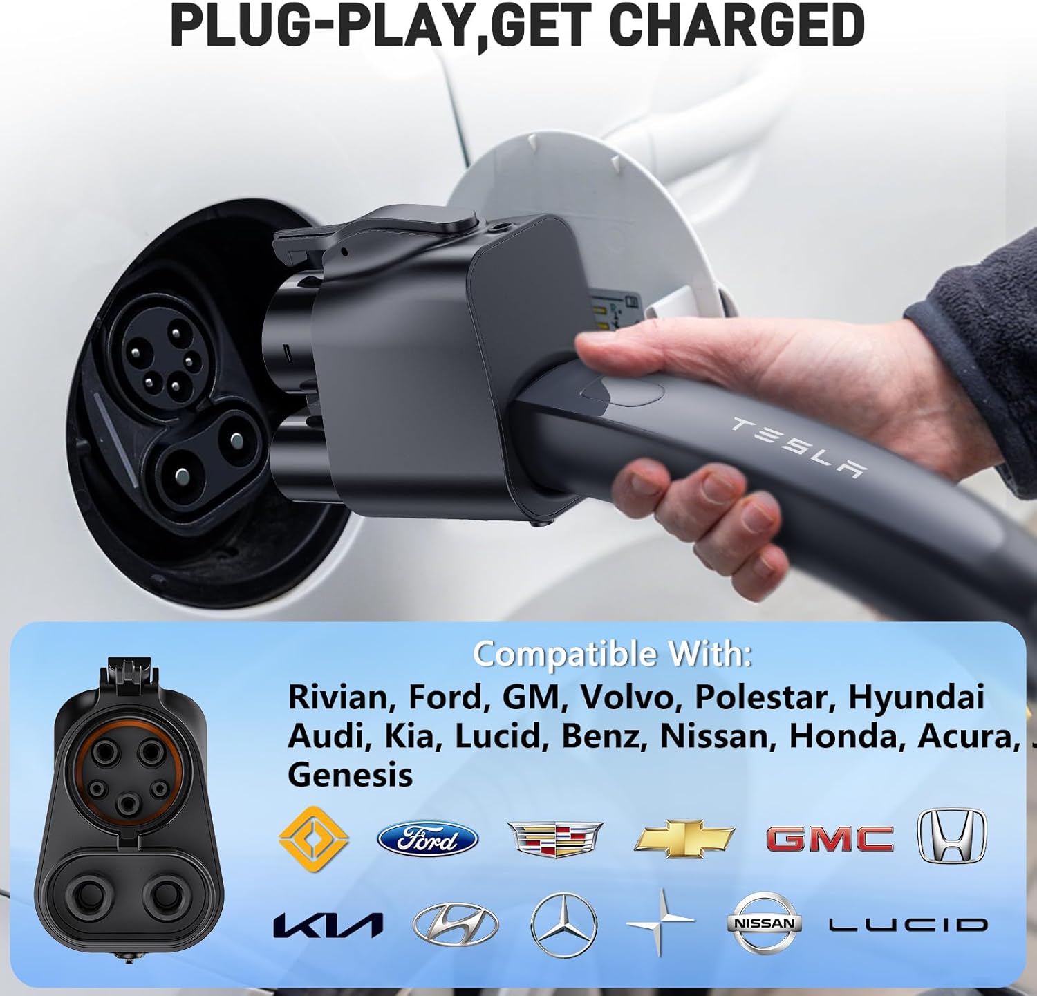 2025 Upgraded for Tesla Supercharger to CCS1 Charging Adapter, Max 500A 1000V- Fast Charge NACS to CCS Charging Adapter, Compatible with Tesla V3/V4 Superchargers