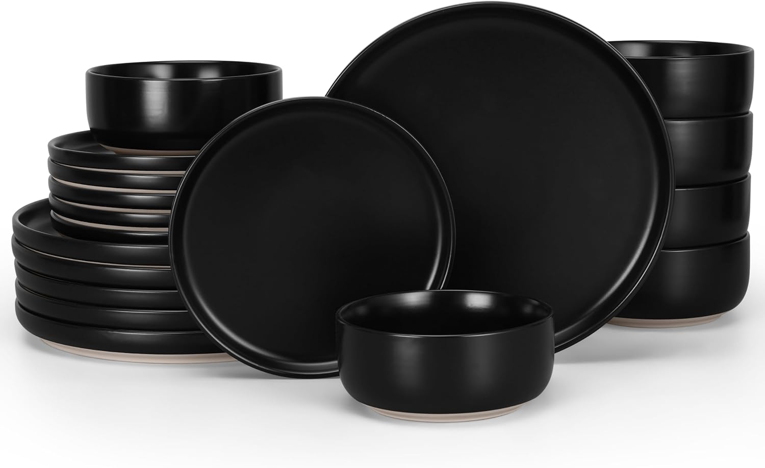 HaWare Stoneware Dinnerware Sets, 18-Piece Plates and Bowls Set for 6, Dishes Set for Home Restaurant, Speckled Cream Coffee