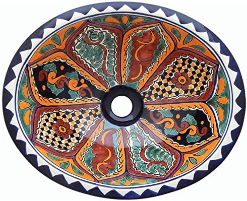 Talavera Mexican Handmade Hand Painted Bathroom Sink MEDIUM #13