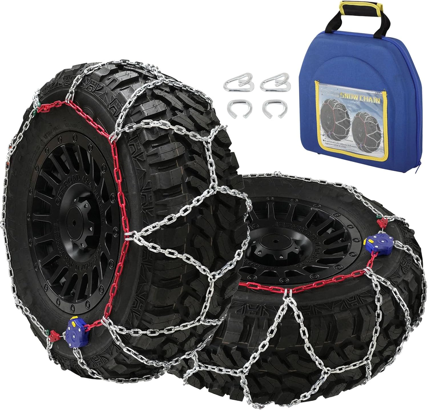 SCITOO Snow Chains for Car Pickup Trucks SUV,Universal Emergency Tire Traction Chain,Anti-Skid Thickening Tire Chains Width 255 265 275 285 305 315mm(16