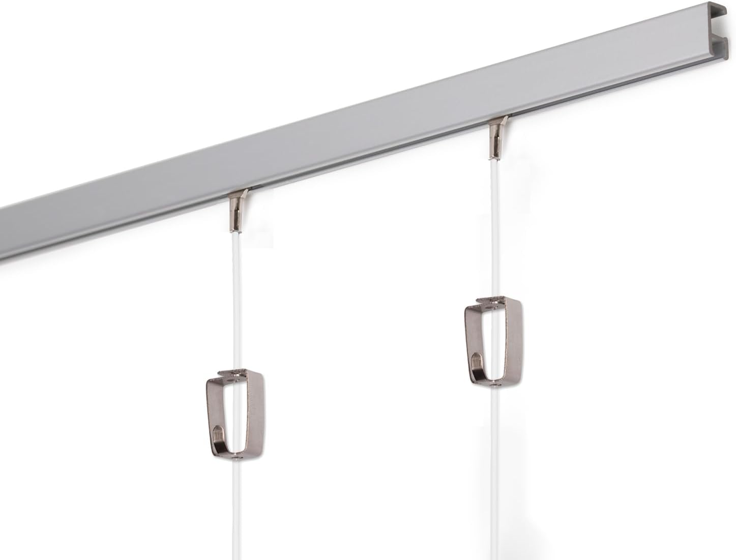 STAS Minirail Picture Hanging System Set - Covers 9.84 ft of Wall Space - Smallest Picture Rail & Art Hanging Gallery Kit for Art Display (White Rails, Includes 4 Hooks & Cords)