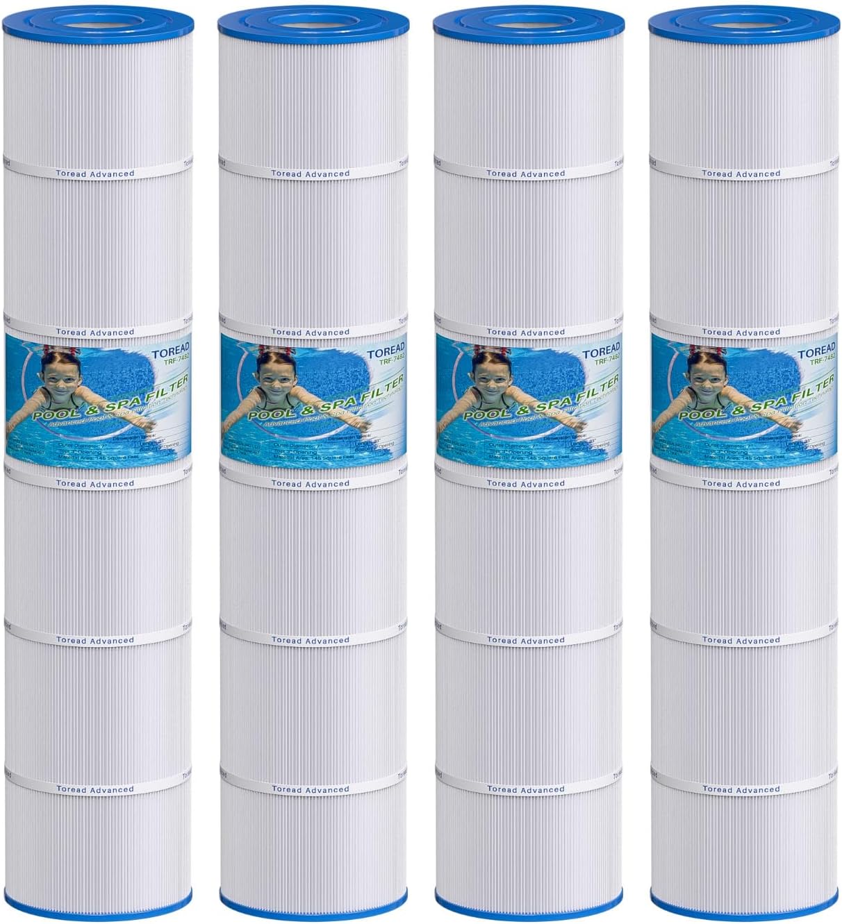 TOREAD PJAN145 Pool Filter Replaces Jandy CL580, CV580, Unicel C-7482, Ultral-A10, Filbur FC-0820, A0104100, R0357900, Filbur FC-6415, SD-01109, 145 sqft Filter Cartridge 4 Pack