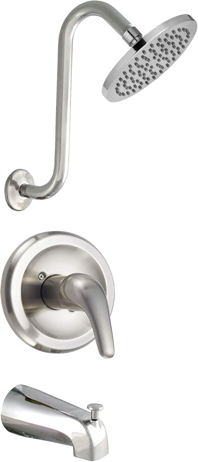 SAFAVIEH BRC3340C Solea Collection Summit Bathroom Combination Bathtub Faucet and Shower Head Set, Chrome