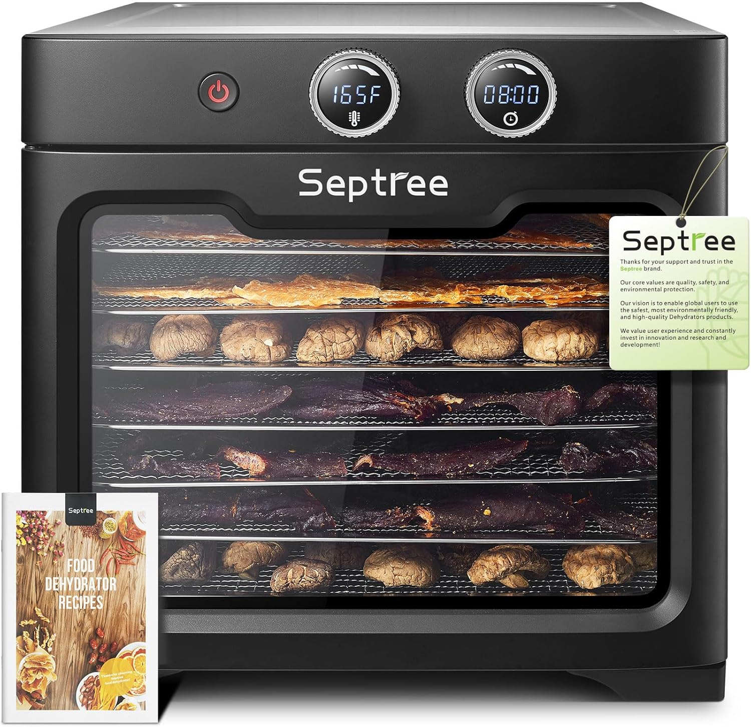 Household Food Dehydrators Machine,With 8 Stainless Steel Trays Hold 10 lb Meats, 24 H Digital Timer, 190 °F Temperature Control,commercial dryer for jerky, meat,Herb, Fruit,Vegetables,beef