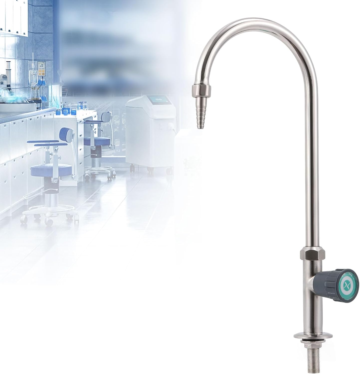 CGOLDENWALL Lab Faucet Laboratory Desktop Copper Sink Faucet Single Nozzle Port for Laboratory Hospital Schools Higher Education (1101B Stainless Steel Made)
