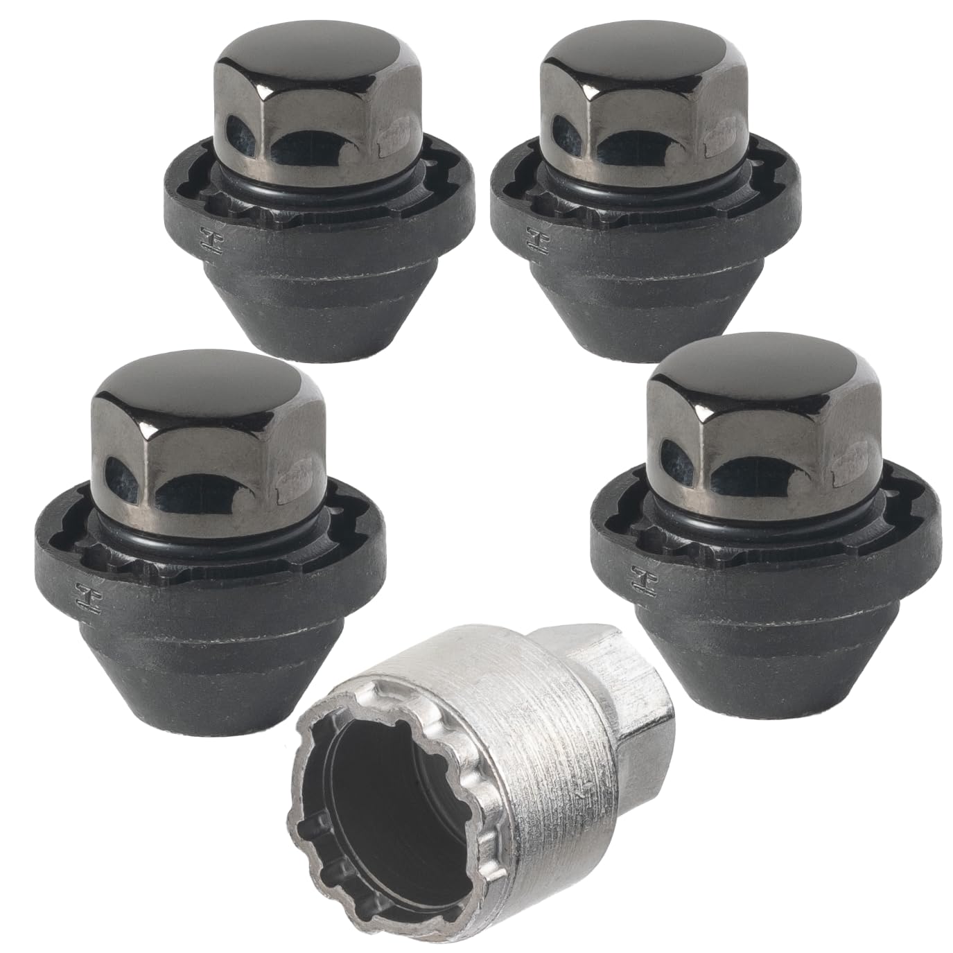 Farad GalaxyLock H/MX Black Lug nut Wheel-Locks Kit Suitable for Ford Bronco (M12 X 1.5 Thread Size) - Set of 4 Lug Nuts + 1 Key