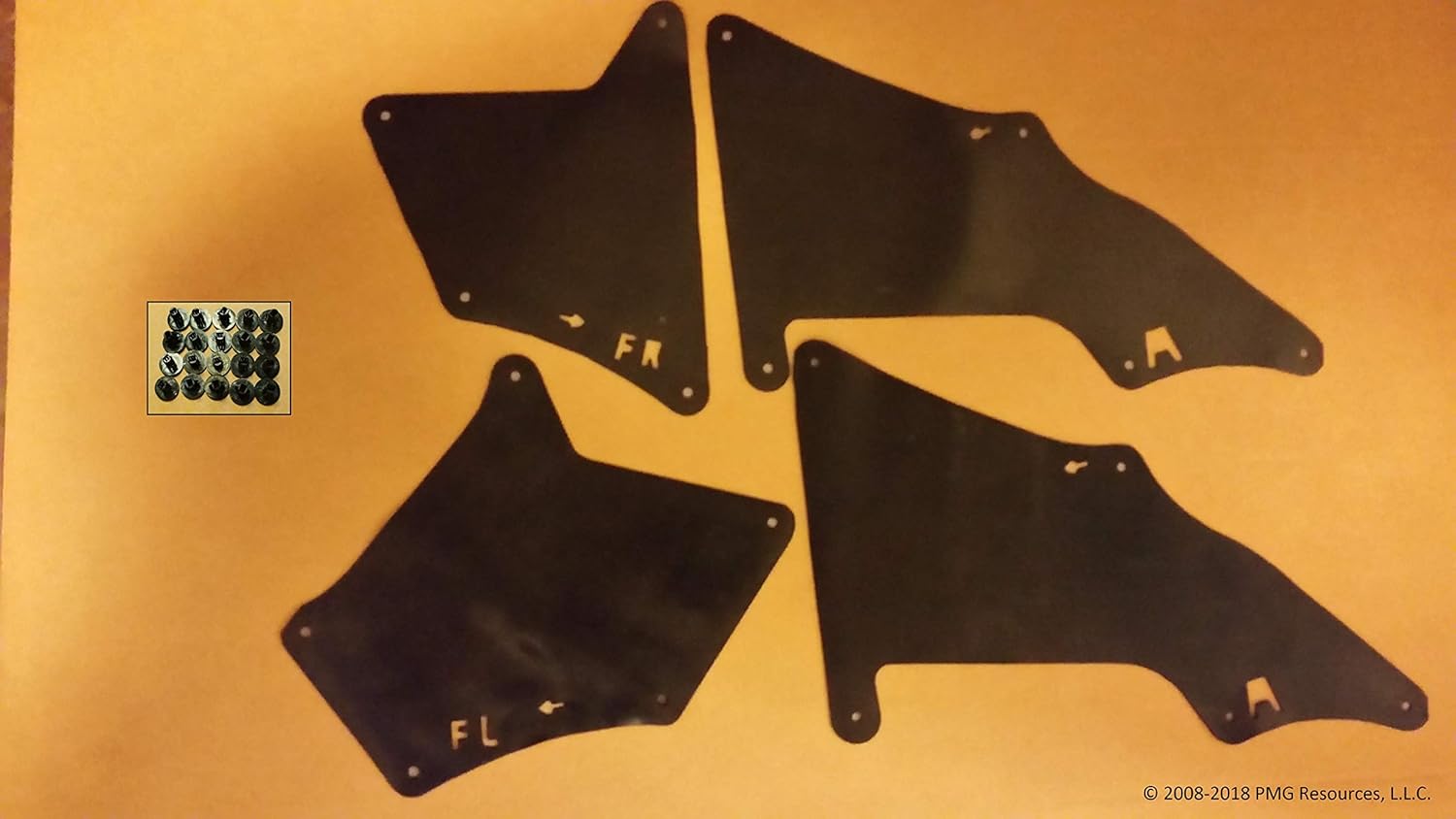 Set of Four Splash Shields with Clips for FJ Cruiser 2007-2014 (Fender Liner, Apron, Shield, Splash Guard, Skirt, Guard, Seal, Splash Seal) F