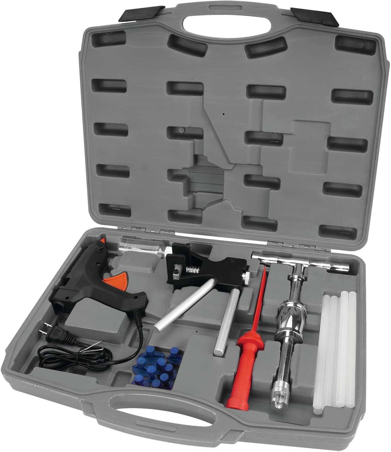 Performance Tool C28500 Paintless Dent Repair Kit - Includes Glue Gun, Glue Sticks, Slider Hammer, Storage Case