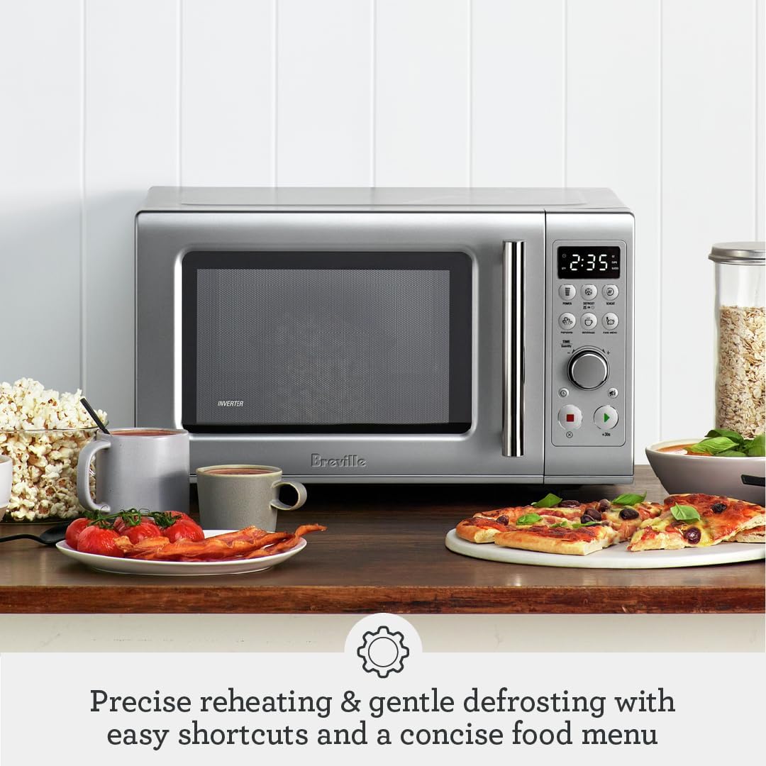 Breville BMO650SIL Compact Wave Soft Close Countertop Microwave Oven, Silver