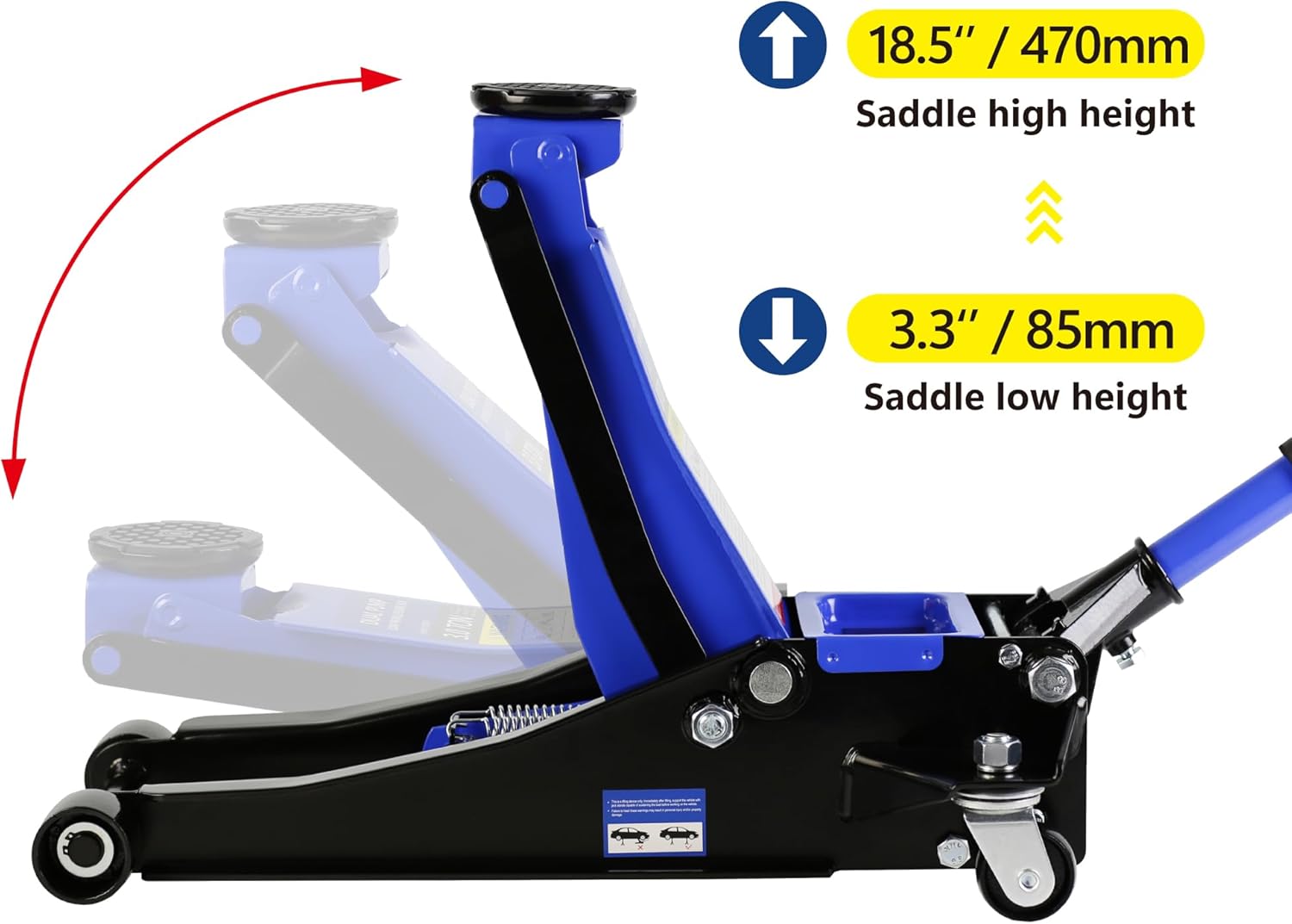 3 Ton/6600 LBS Floor Jack, Low Profile Floor Jack, Steel Racing Floor Jack with Dual Pistons Quick Lift Pump, Hydraulic Floor Jack, Lifting Range 3.3