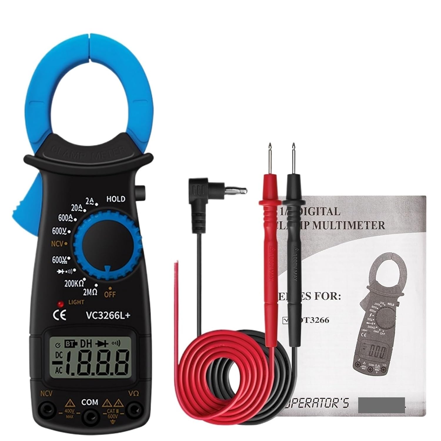 1pc VC3266L+ Clamp Meter Digital Professional Multimeter Clamp Handheld Current Voltage Meter Electrician Tools(Yellow)