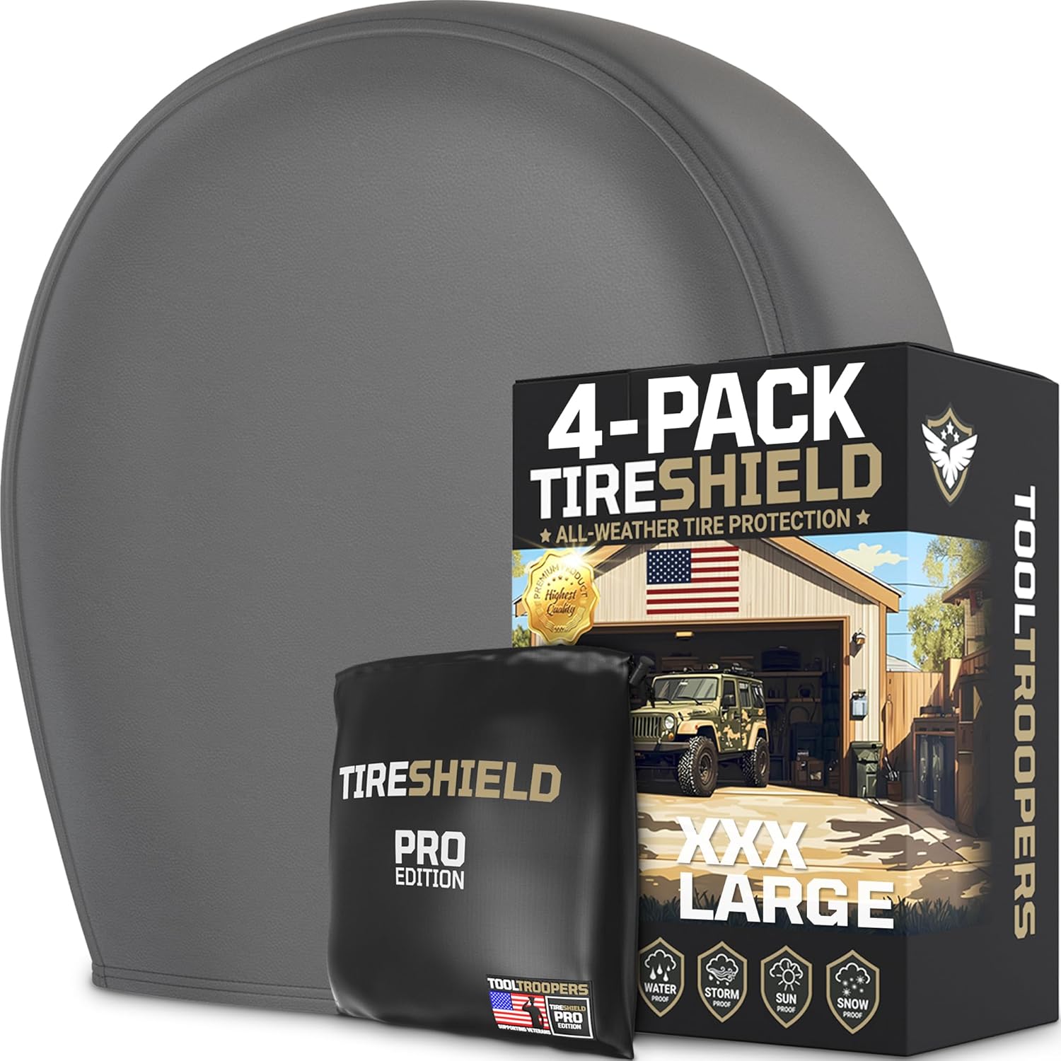 TIRESHIELD PRO Tire Covers Set of 4 - Heavy Duty All-Weather UV-Resistant Wheel Covers w/StormLock-System - Year-Round Protection for Your RV, Camper, Truck, Car & Trailer Tires w/ 39-42