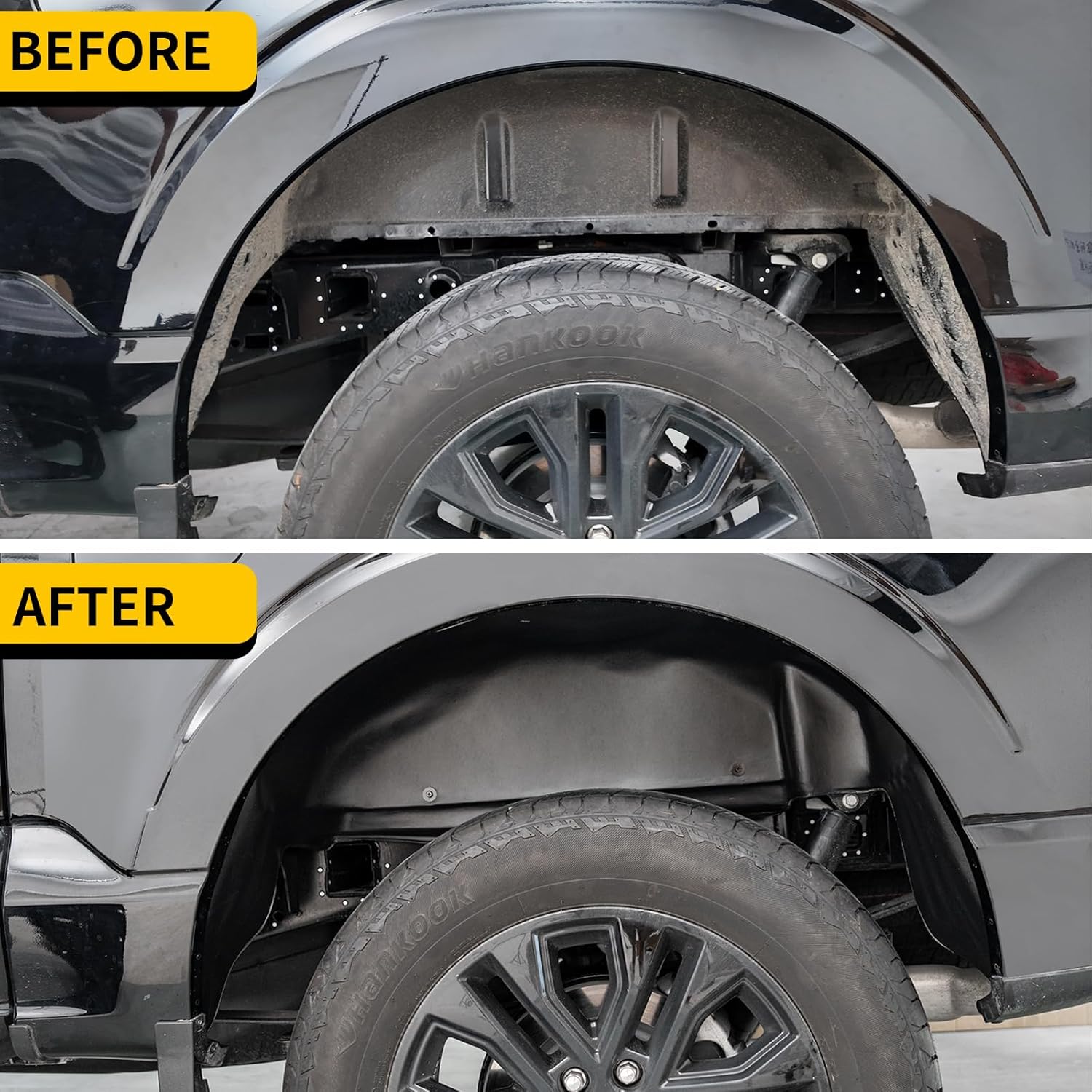 Rear Wheel Well Liners Compatible with 2021-2025 Ford F150 (Not for Raptor) Rear Wheel Arch Liners PE No Drilling Well Guards Tire Inner Fenders for 2024 F-150 Accessories (2PCS)