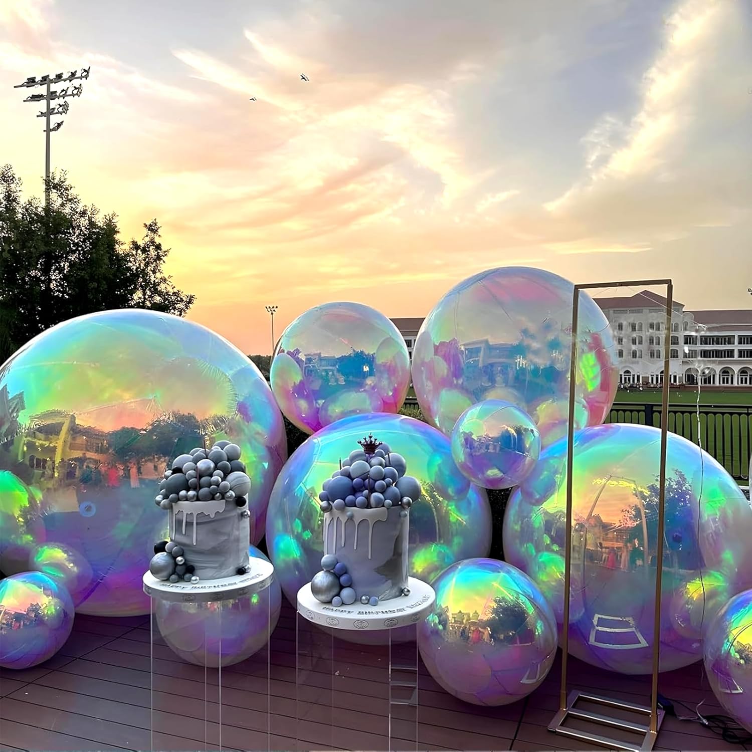 Single Inflatable Mirror Ball, Big Shiny Balls Inflatable,Large PVC Ball For Events & Stage Party, Advertising, Shows Decoration (Iridescent,60CM/24IN/1.9FT)