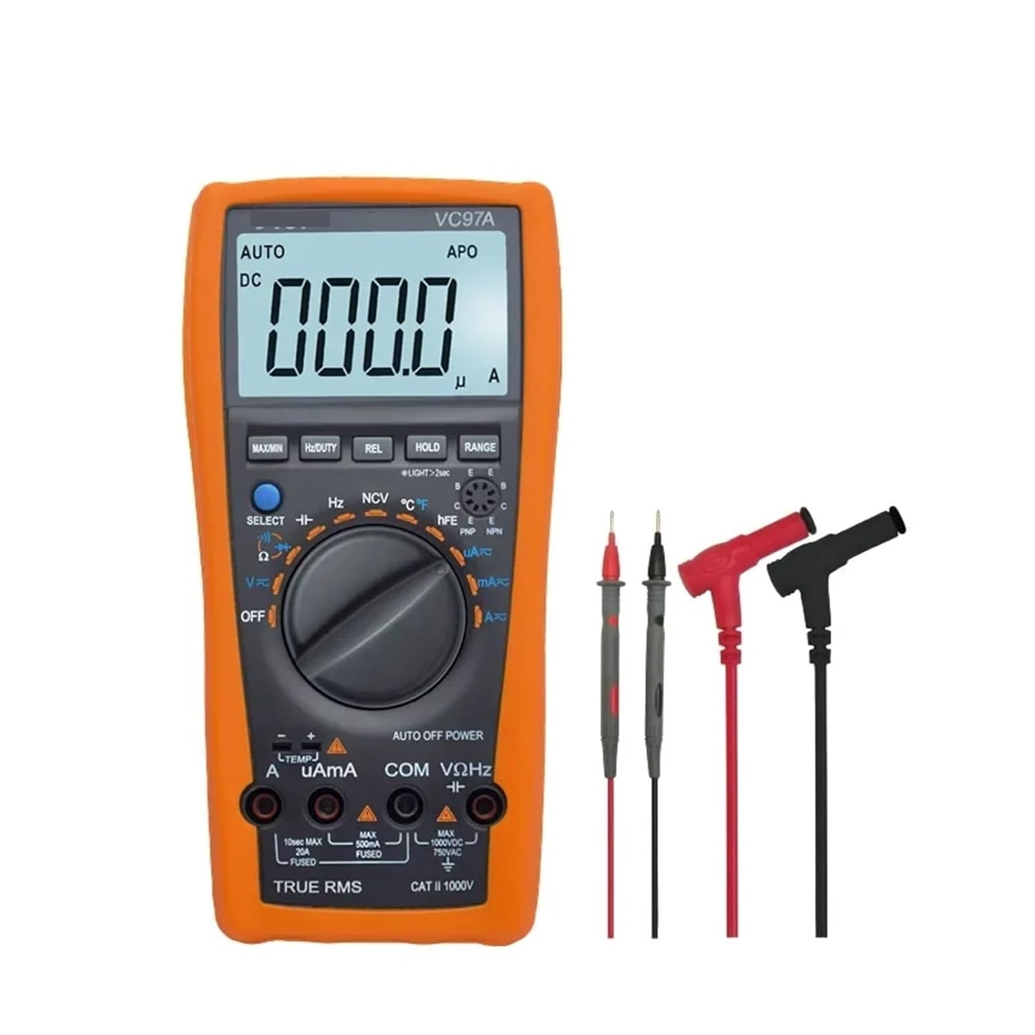 VC97A New VC97 1000V Digital Multimeter DC AC Auto Range Temperature Current Meter Capacitance Resistance Diode
