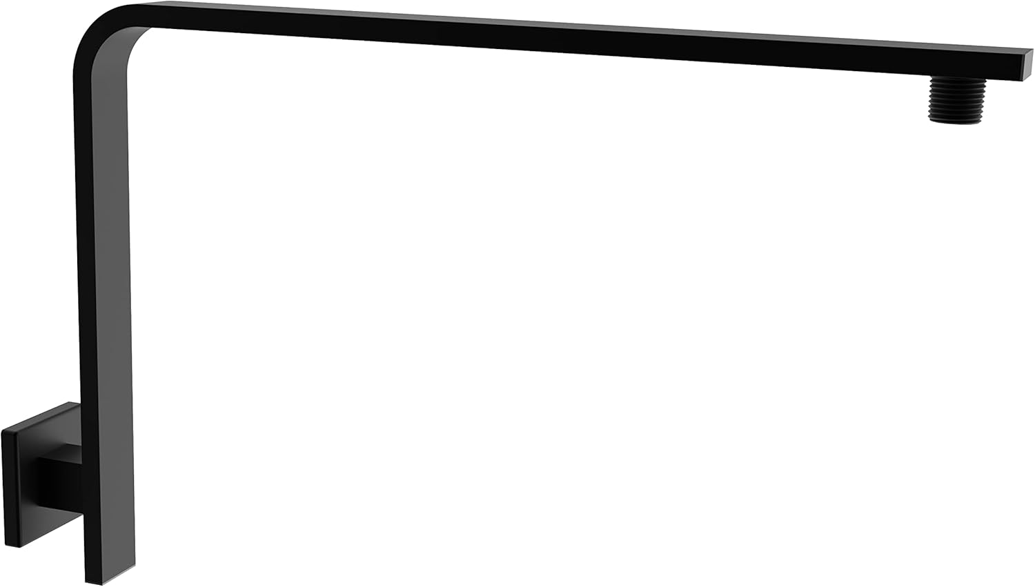 Aquaiaw High Rise Shower Arm and Flange, 16 inch, Solid Brass, Square Shower Riser, Gooseneck Raised Shower Head Arm, Wall Mount Shower Head Extension Arm, 1/2 NPT Tapered Threads (Matte Black)