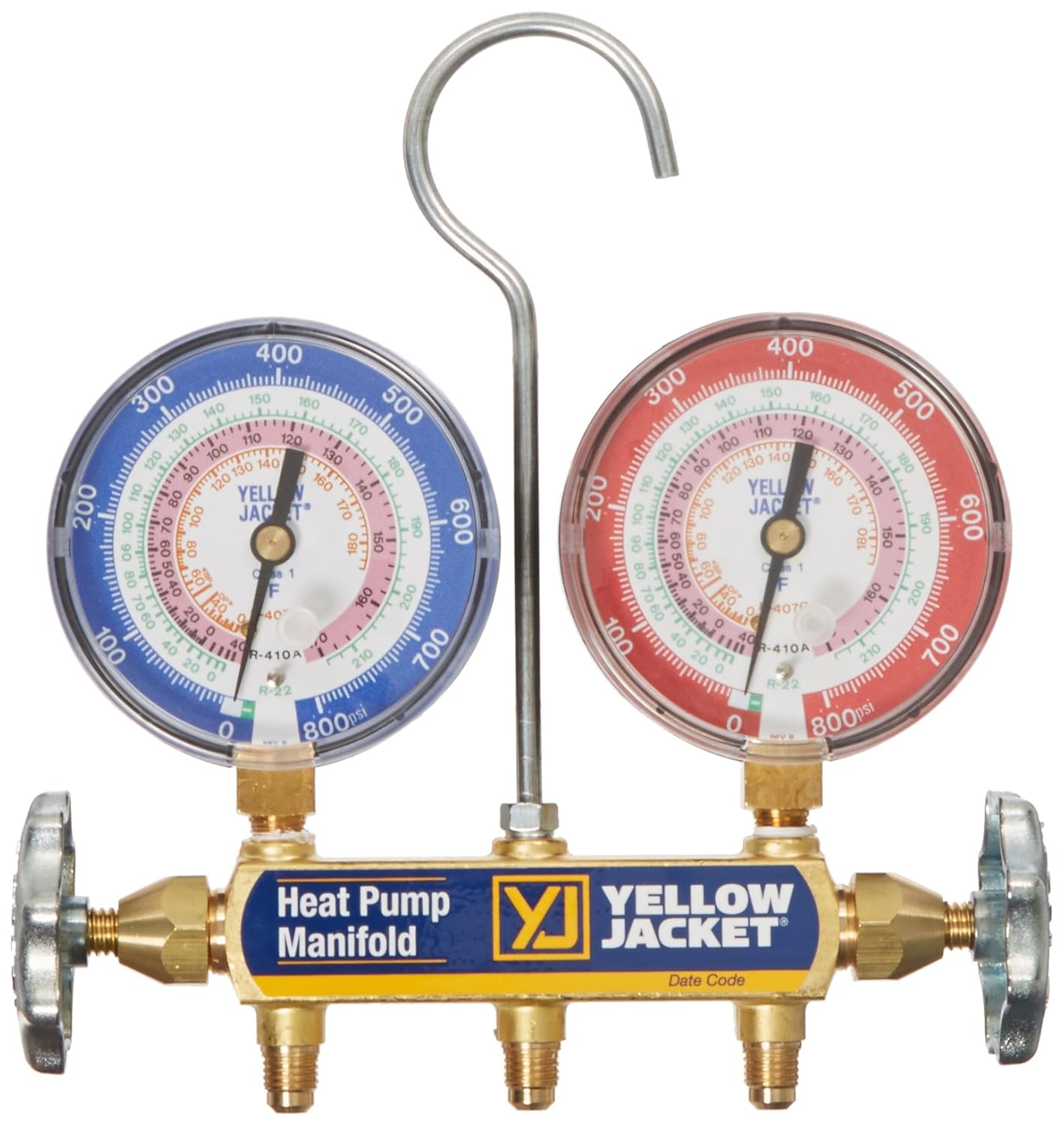 Yellow Jacket 42041 Heat Pump Manifold, R/22/407C/410A, Degrees F