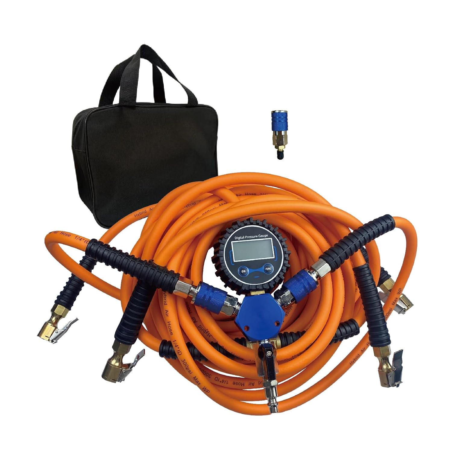 4 tire Inflation System,4 tire Inflation deflation System，4 Way tire inflator with Closed Flow Air Chuck Digital tire Pressure Gauge Compatible with HPA Tanks and Compressors