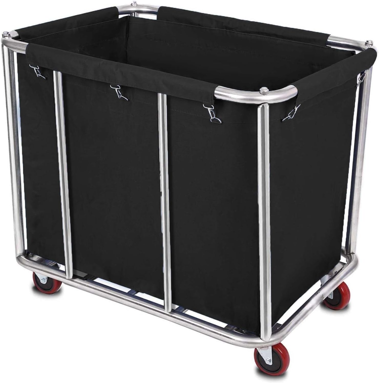 Laundry Cart for Commercial/Home,12 Bushels Heavy Duty Large Stainless Steel Rolling Laundry Basket with Wheels，for Laundry/Toys/Sundries Organizer and Storage,286LBS Load