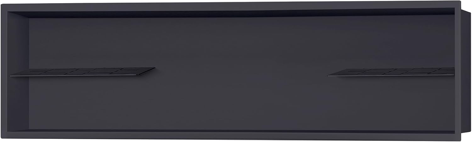 PULSE Showerspas NI-12482-MB Niche Rectangular Stainless-Steel Shower Shelf, Split Double Shelf with Open Center, 12