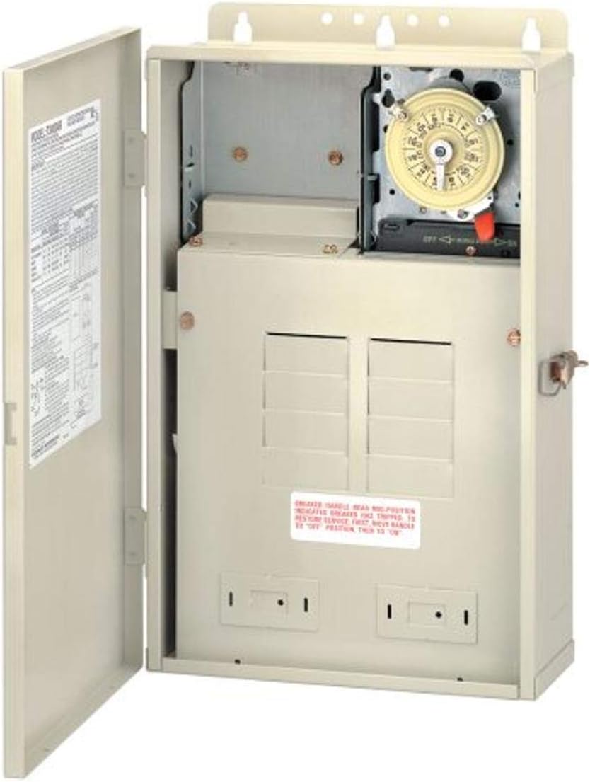 Intermatic T30004R Pool/Spa Control Panel - Ultimate Pool Management Hub for Accessories, Timers, and More - 100 Amp Load Center with T104M Mechanism & 8-Breaker Spaces