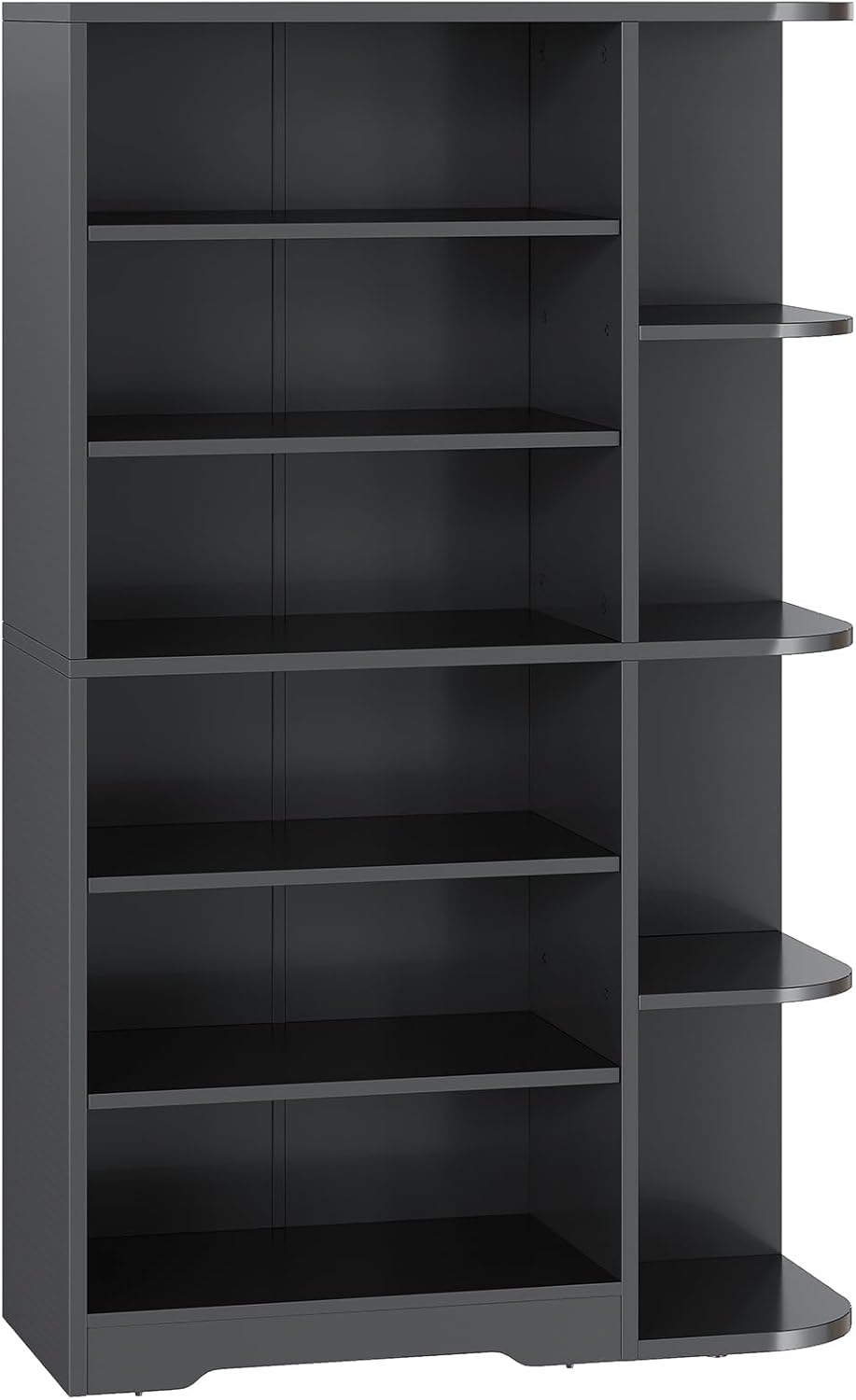 7-Tier Wooden Shoe Cabinet with Open Storage, Tall Shoe Storage Cabinet, Multifunctional Shoe Rack with Open Shelves, Entryway Shoe Organizer for Closet, Hallway, White SC02WT