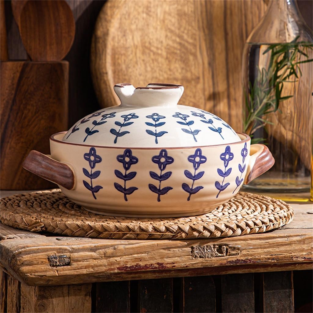 Vintage Household Ceramic Casserole Shallow Pot Stew Frying Pan Gas Flame Pots and Pans
