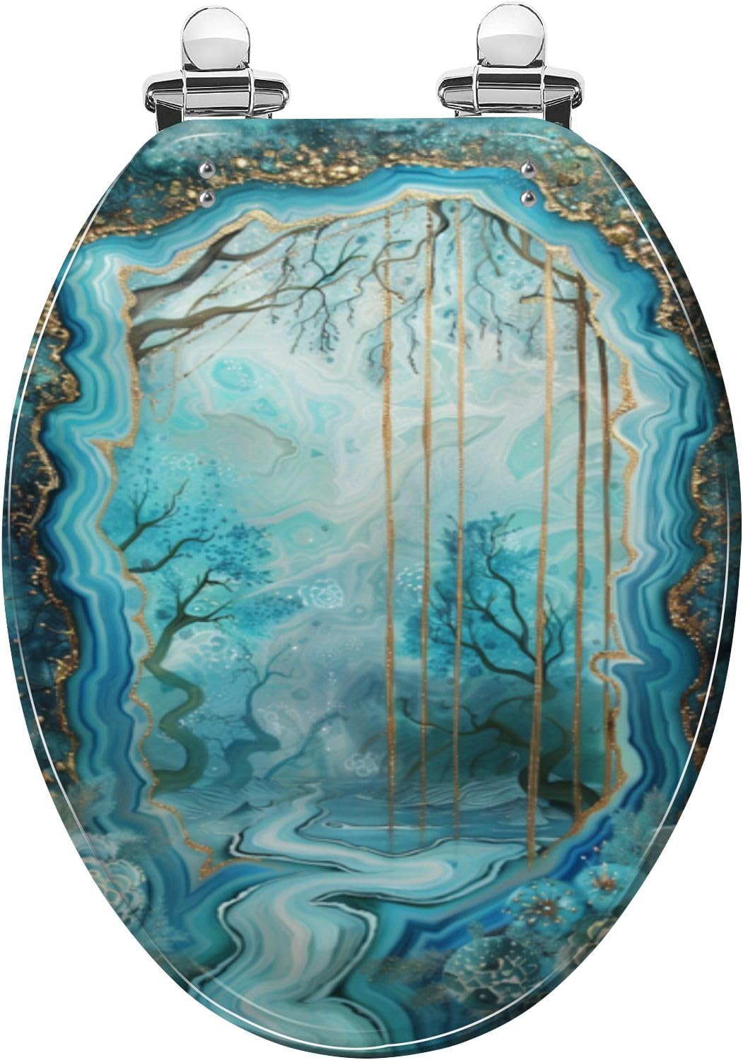 Round Toilet Seat Intricate Dragon Illustration Vivid Colors Patterns Resin Toilet Seat Quietly Close Quick Release Hinges Decorative Toilet Seat with Cover Easy to Install
