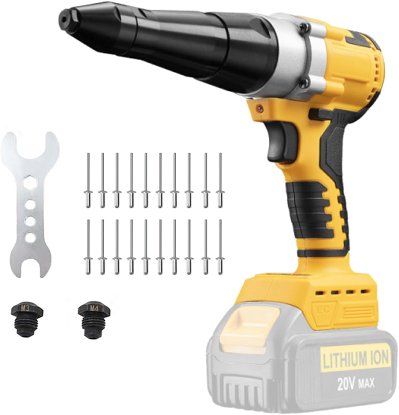 Cordless Rivet Gun Compatible with Dewalt 20V Battery, Electric Rivet Gun Kit, Brushless Blind Riveter Tool Kit for 1/8