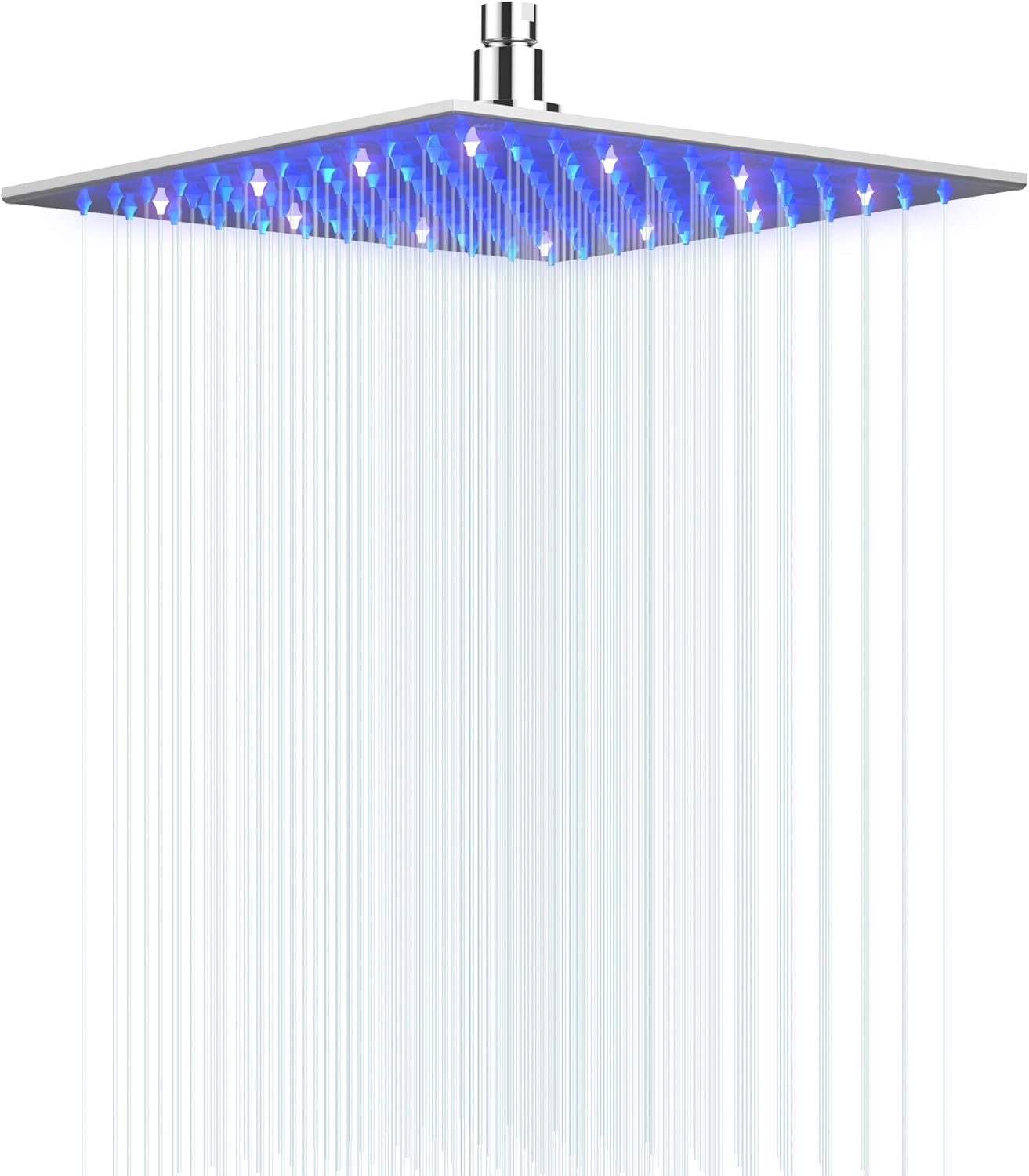 LED Shower Head Hongtoo Hydroelectric Power 12 Inch Square Shower Head Made of 304 Stainless Steel Neither Battery Nor Power Supply Water Temperature Controls 3 Colors' Conversion of the LED Light