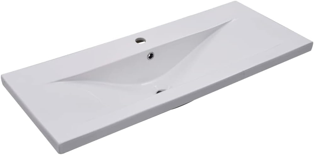 vidaXL Ceramic Built-in Bathroom Basin - Chic & Timeless Design - White - 39.8