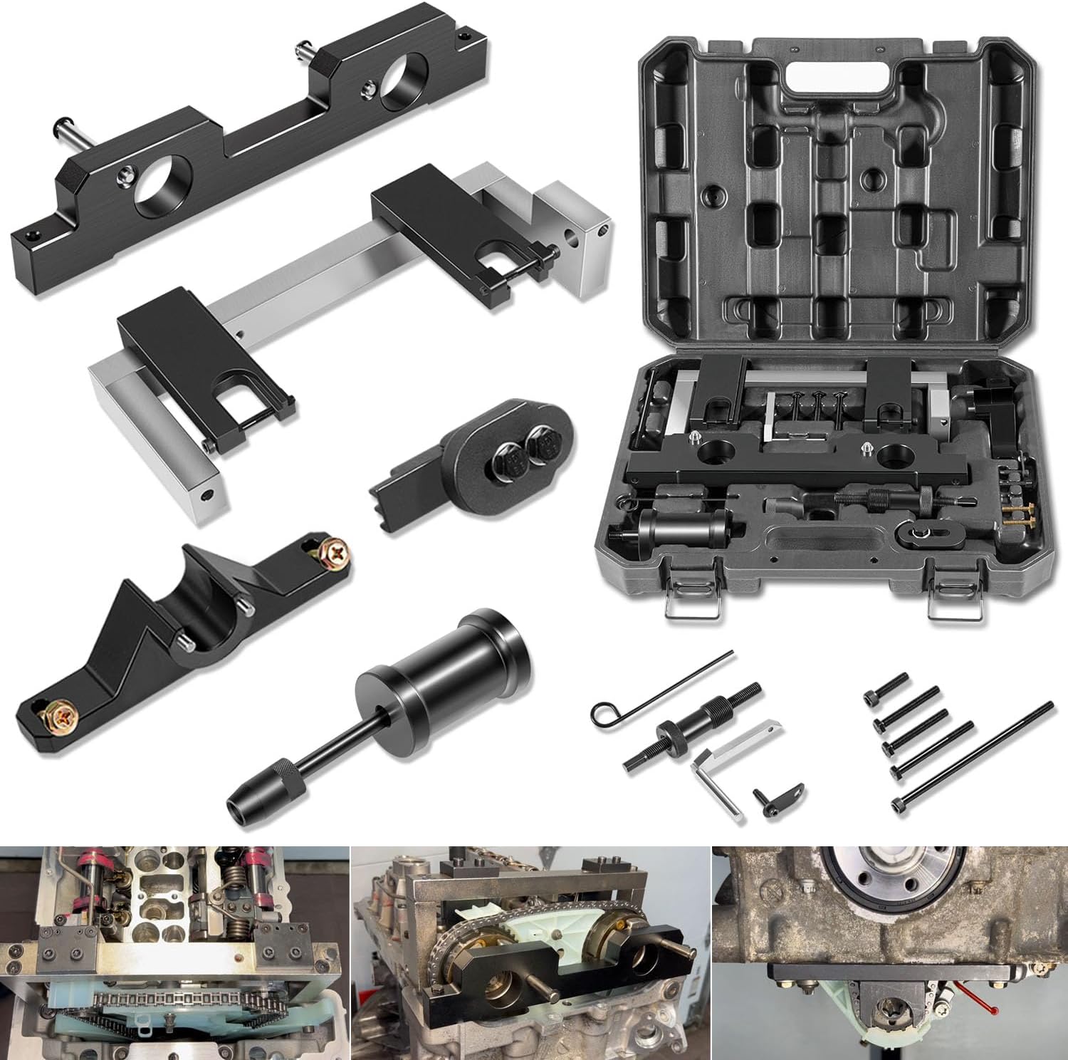 16PCS Engine Camshaft Timing Locking Tool Kit for BMW N20 N26 Engine, with Flywheel Holder & 7676 Oil Seal Repair Kit & Fuel Injector Removal Tool, Camshaft Alignment Timing Tool Kit