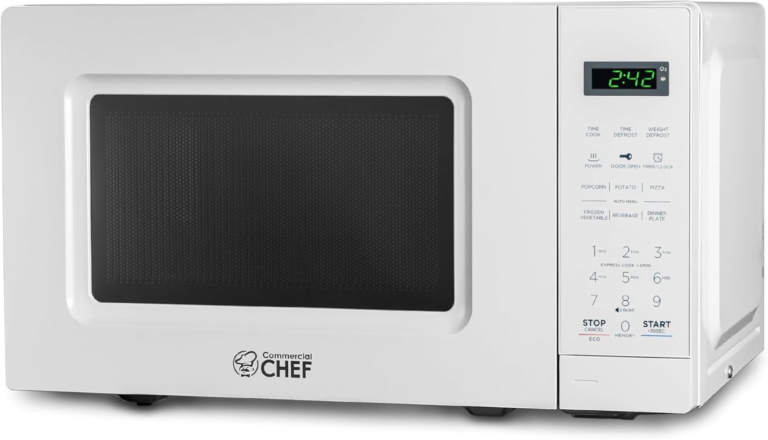 COMMERCIAL CHEF 0.7 Cubic Foot Microwave with 10 Power Levels, Small Microwave with Pull Handle, 700W Countertop Microwave up to 99 Minute Timer and Digital Display, Black