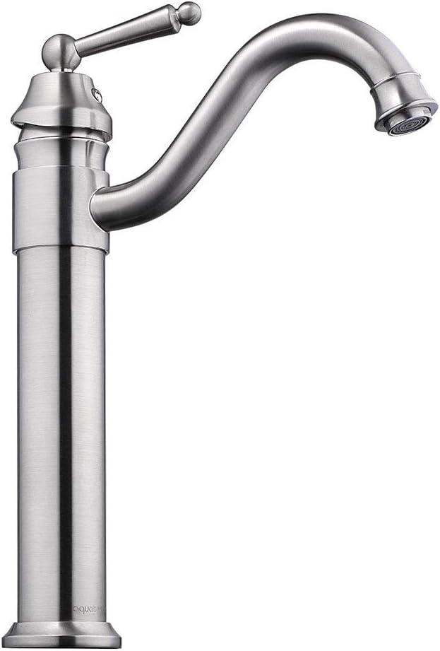 Aquaterior Tap Mixer Bathroom Vessel Sink Faucet Single Handle One Hole Deck Mount Faucet Brushed Nickel CUPC NSF CEC with Hoses