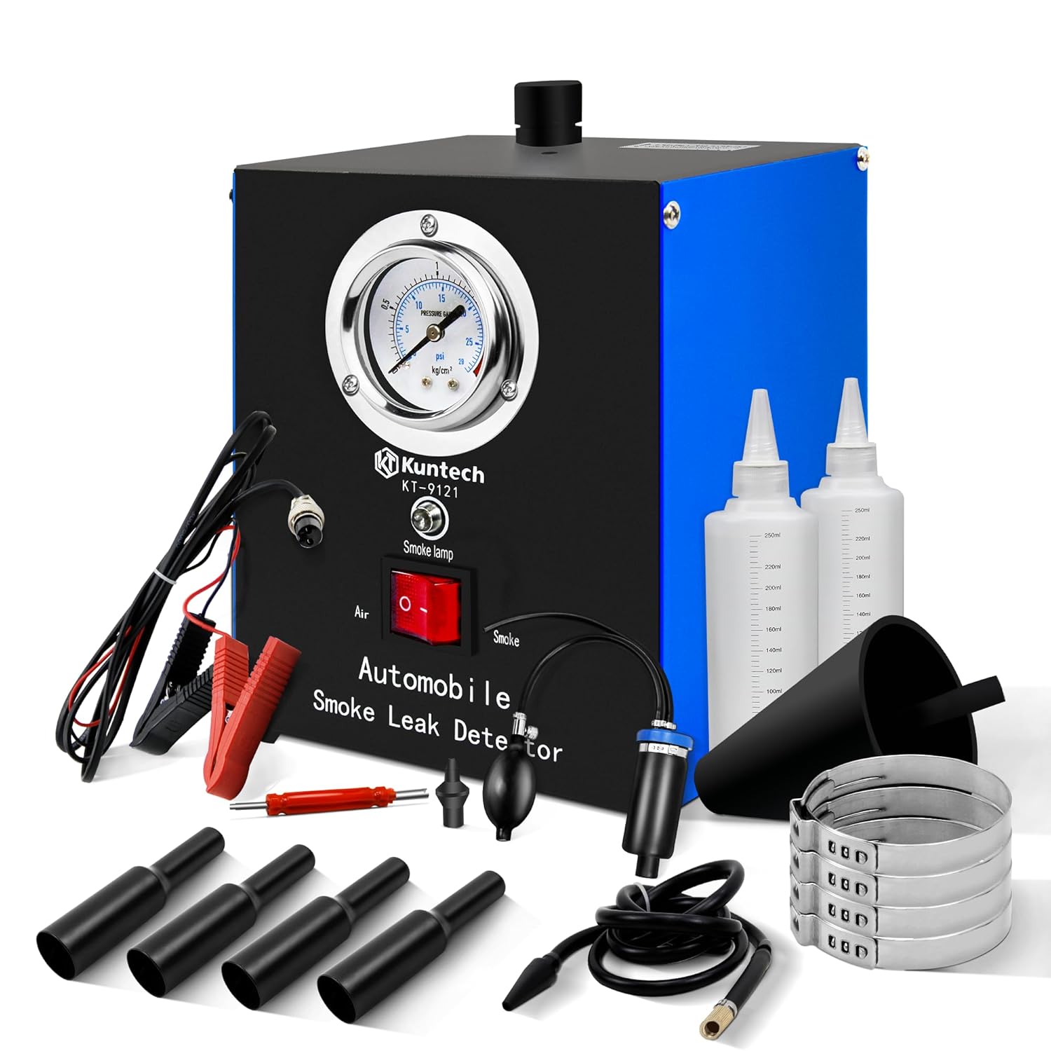 Automotive Smoke Machine Built-in Air Pump, 12V DC Smoke Leak Detector for Pipe System, EVAP System, Fuel Leakage, Leakage Diagnostic Tester for All Cars