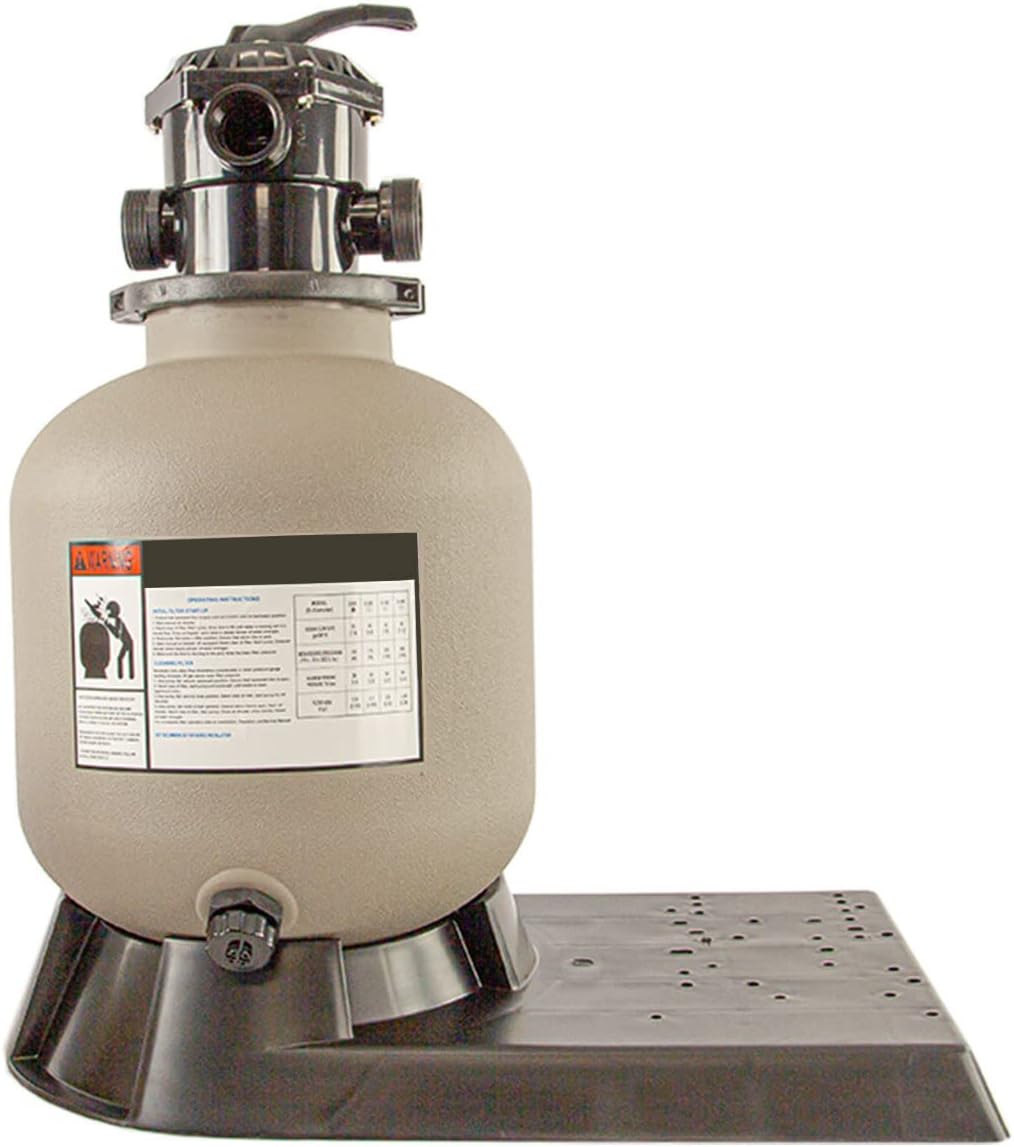 Rx Clear 19” Sand Filter for Above Ground Swimming Pool | Multi-Port Valve System | Long Base for Standard Pumps | Filters Pools Up to 21,000 Gallons | 175 lbs. Sand Capacity