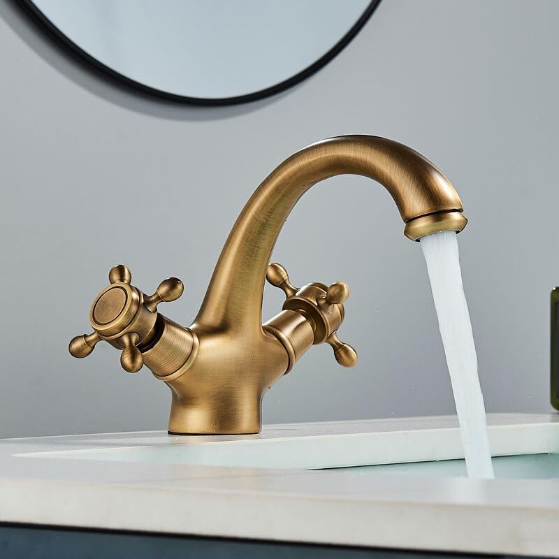 Brass Bathroom Faucet Hot and Cold Water Mixer Bronze Sink Faucet Bathroom Basin Sink Mixer Crane Tap Deck Mounted Dual (Color : ORB)