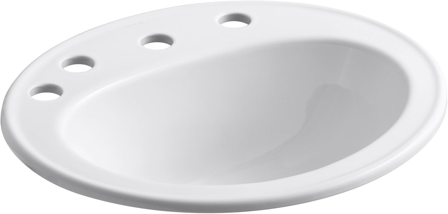 KOHLER K-2196-8L-0 Pennington Self-Rimming Bathroom Sink with 8