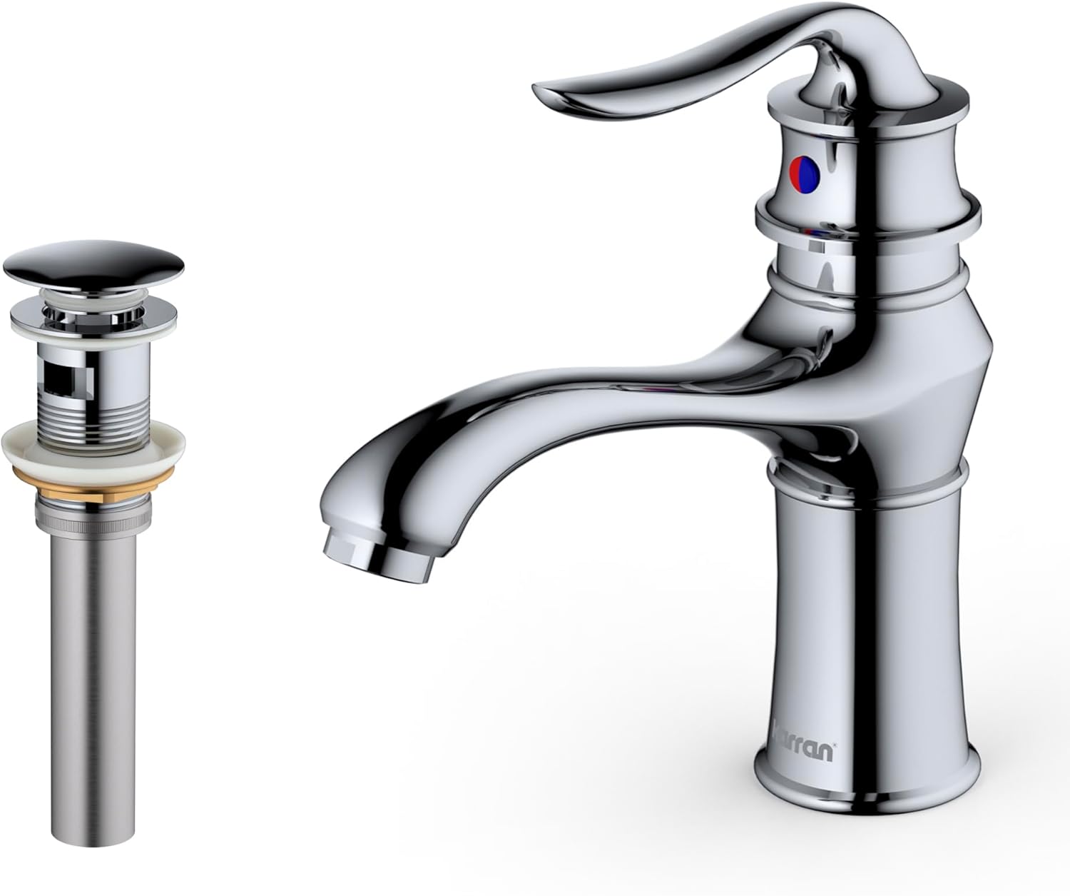 Karran KBF430 Dartford Single Hole Single Handle Basin Bathroom Faucet with Matching Pop-up Drain in Chrome